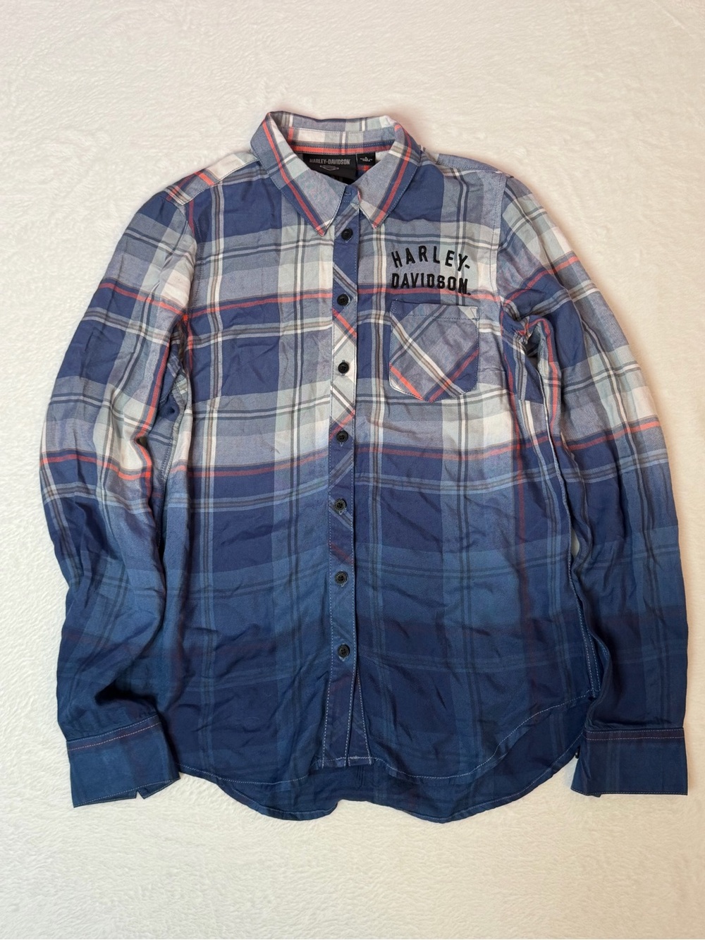 Harley Davidson Plaid Button Up Shirt Womens Small Embroidered Y2K - Picture 2 of 8